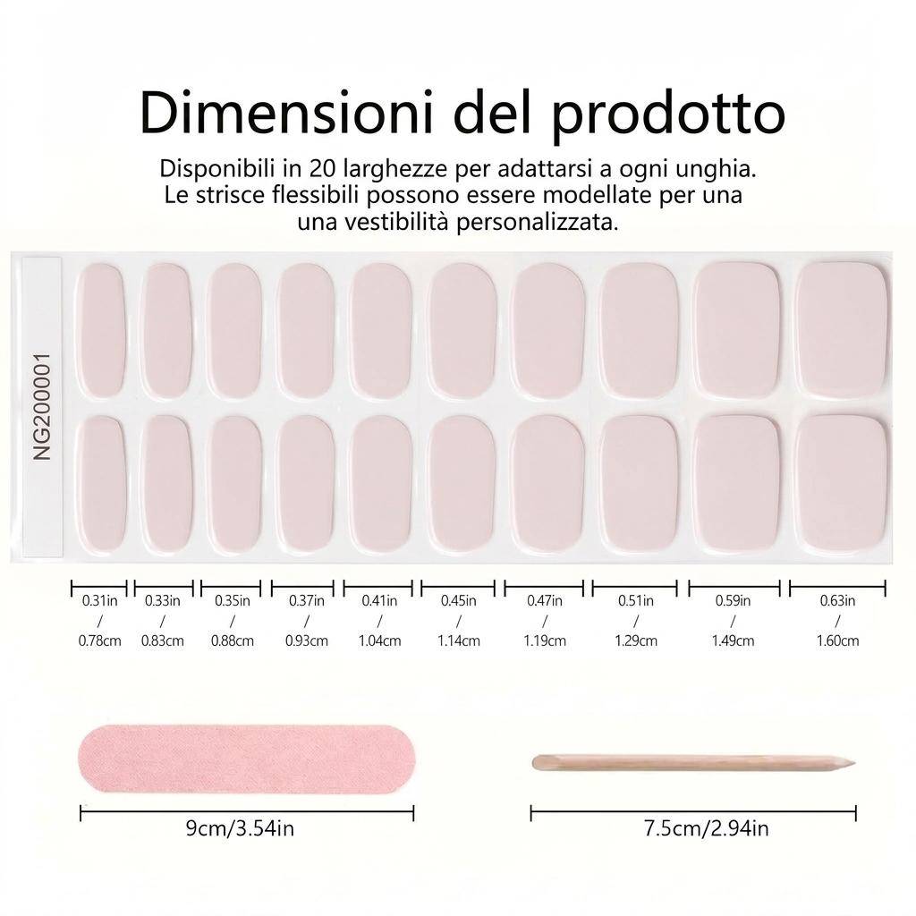 Smalto Semipermanente Adesivo in Gel OhNailly - Rosa Chiaro | Gel Nail Wraps 20 Pezzi | Manicure Fai da Te Veloce