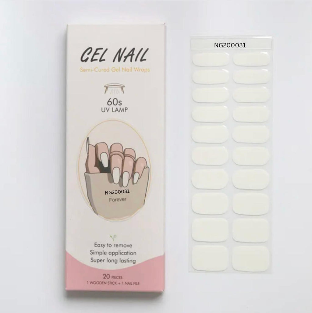Smalto Semipermanente Adesivo in Gel OhNailly - Bianco | Gel Nail Wraps 20 Pezzi | Manicure Fai da Te Veloce