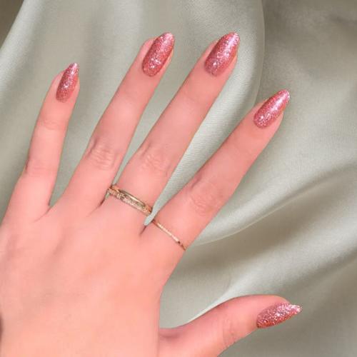 Smalto Semipermanente Adesivo in Gel OhNailly - Rosa Glitter | Gel Nail Wraps 20 Pezzi | Manicure Fai da Te Veloce