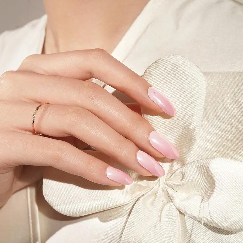 Smalto Semipermanente Adesivo in Gel OhNailly - Rosa Chiaro e Fiori | Gel Nail Wraps 20 Pezzi | Manicure Fai da Te Veloce