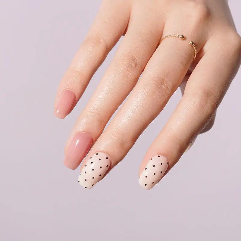 Smalto Semipermanente Adesivo in Gel OhNailly - Rosa e Pois | Gel Nail Wraps 20 Pezzi | Manicure Fai da Te Veloce