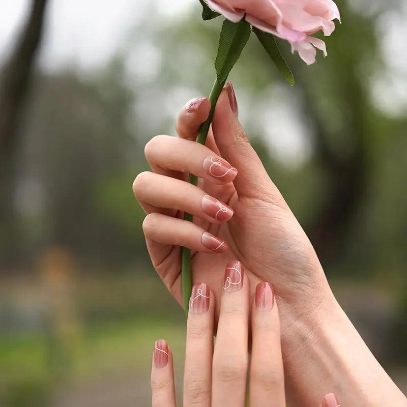 Smalto Semipermanente Adesivo in Gel OhNailly - Rosa Cuore | Gel Nail Wraps 20 Pezzi | Manicure Fai da Te Veloce