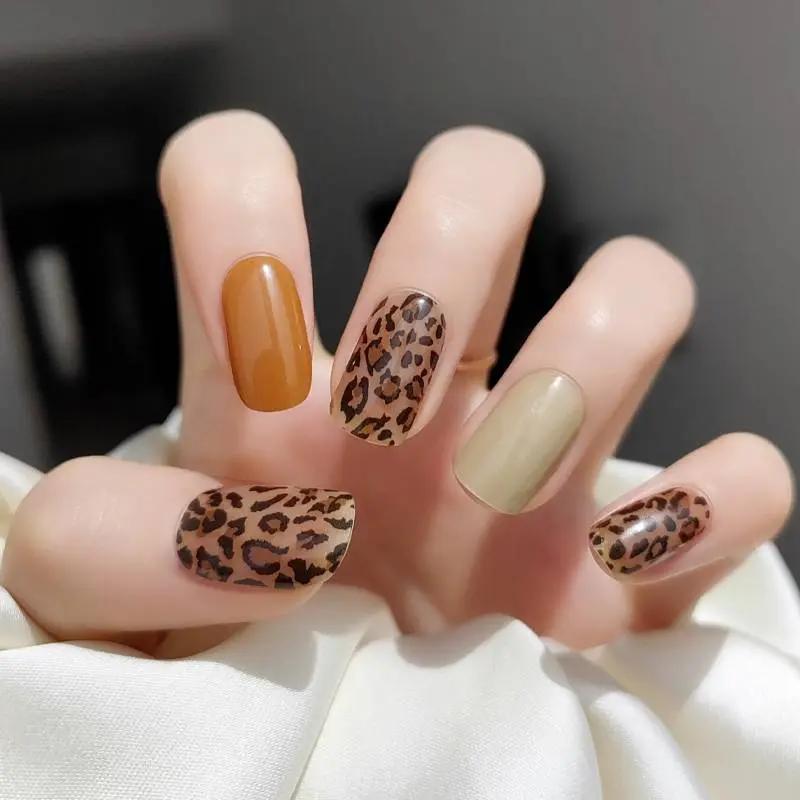 Smalto Semipermanente Adesivo in Gel OhNailly - Leopardato | Gel Nail Wraps 20 Pezzi | Manicure Fai da Te Veloce