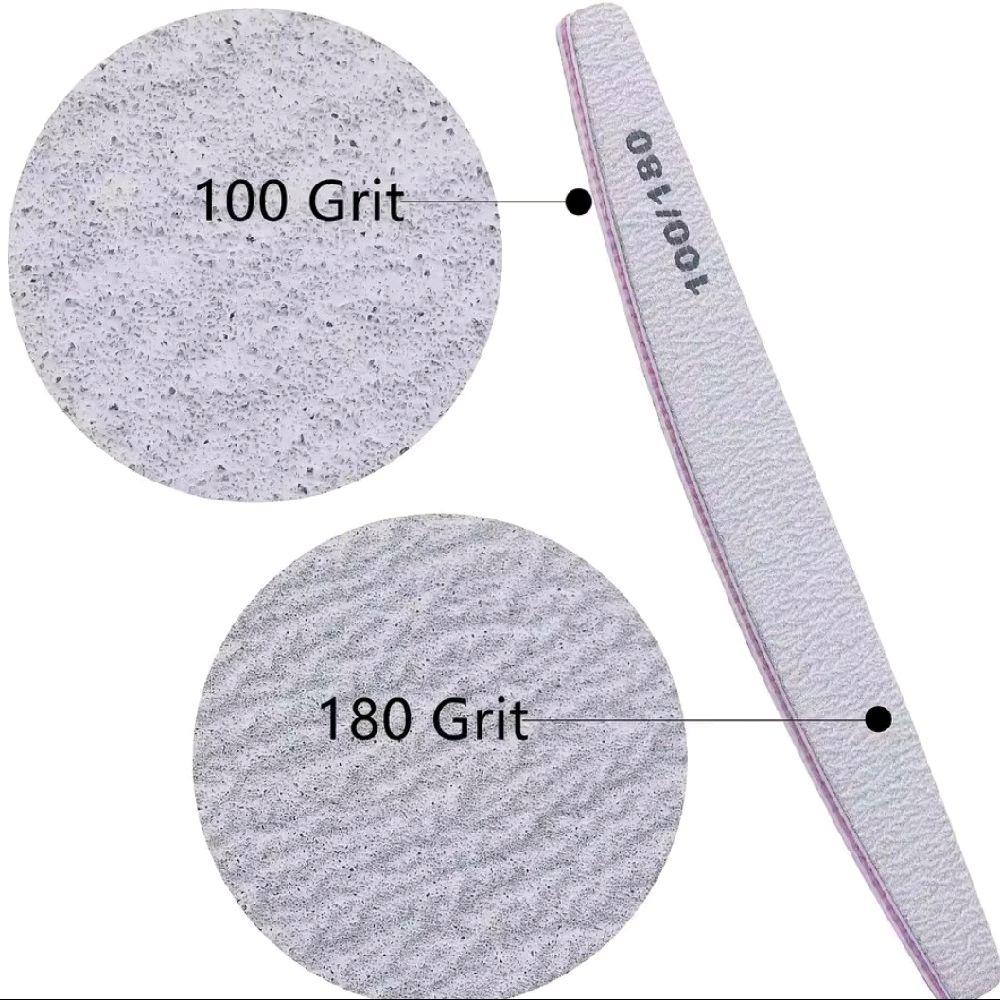 Lima per Unghie Professionale a Mezzaluna Grana Doppia 100/180 Manicure e Ricostruzione Design Ergonomico Multiuso 17,78 cm (1 pezzo)
