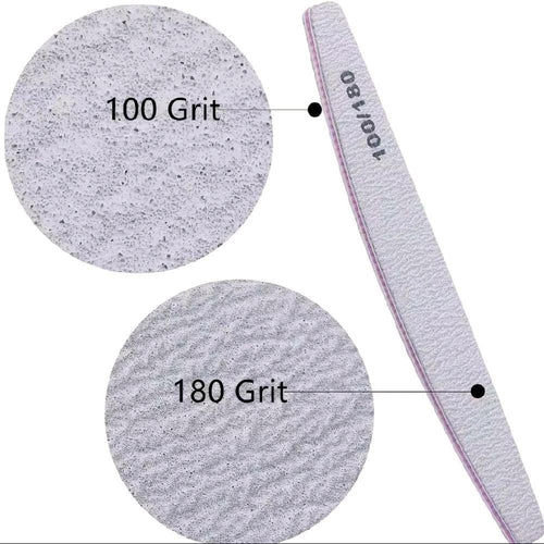 Lima per Unghie Professionale a Mezzaluna Grana Doppia 100/180 Manicure e Ricostruzione Design Ergonomico Multiuso 17,78 cm (1 pezzo)
