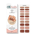 Smalto Semipermanente Adesivo in Gel OhNailly - Autunno Glitter Marrone | Gel Nail Wraps 20 Pezzi | Manicure Fai da Te Veloce