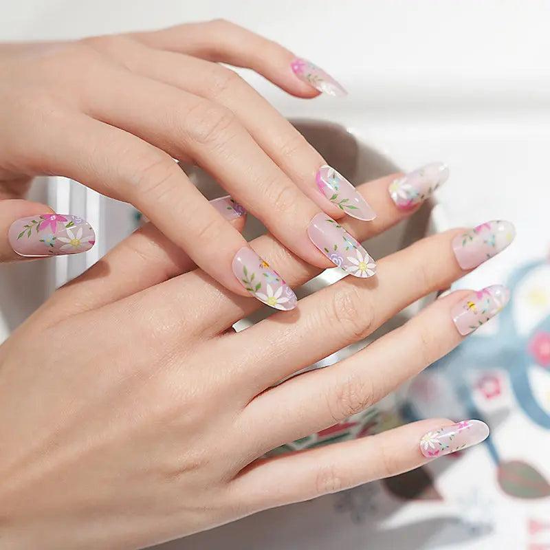 Smalto Semipermanente Adesivo in Gel OhNailly - Floreale | Gel Nail Wraps 20 Pezzi | Manicure Fai da Te Veloce