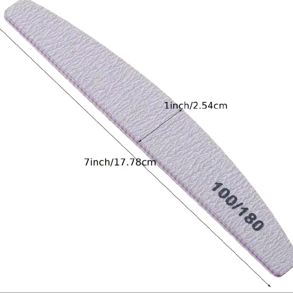 Lima per Unghie Professionale a Mezzaluna Grana Doppia 100/180 Manicure e Ricostruzione Design Ergonomico Multiuso 17,78 cm (1 pezzo)
