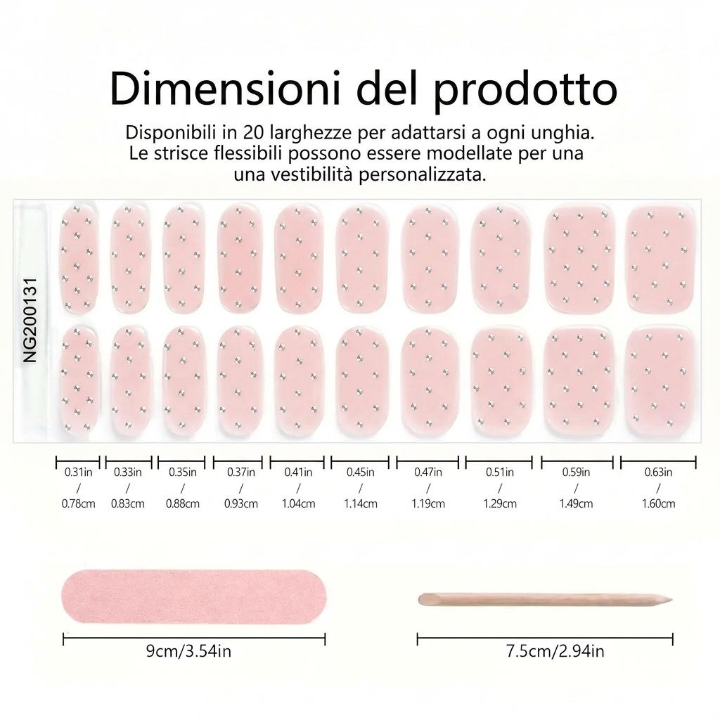 Smalto Semipermanente Adesivo in Gel OhNailly - Rosa Metallico | Gel Nail Wraps 20 Pezzi | Manicure Fai da Te Veloce