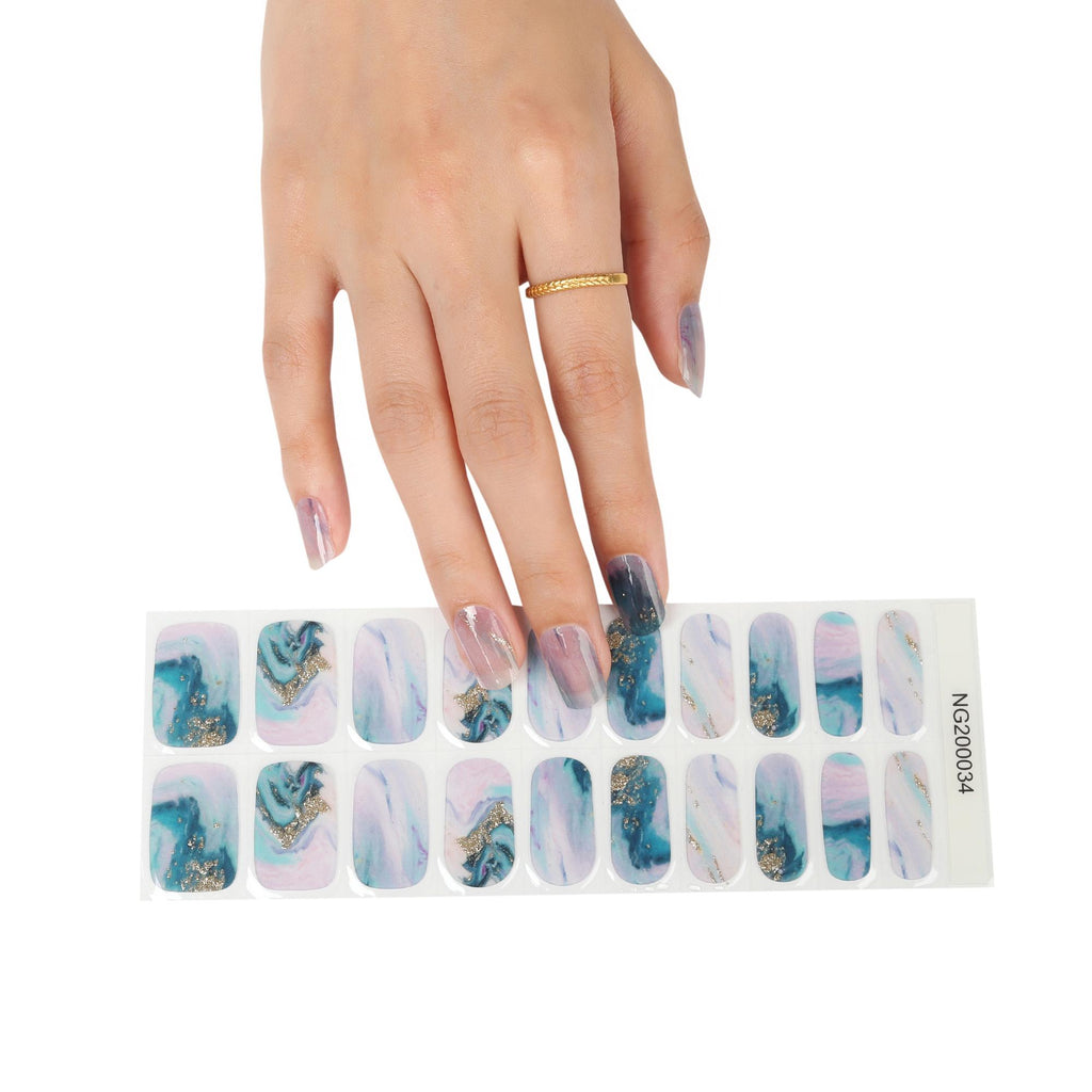 Smalto Semipermanente Adesivo in Gel OhNailly - Purple Gold | Gel Nail Wraps 20 Pezzi | Manicure Fai da Te Veloce