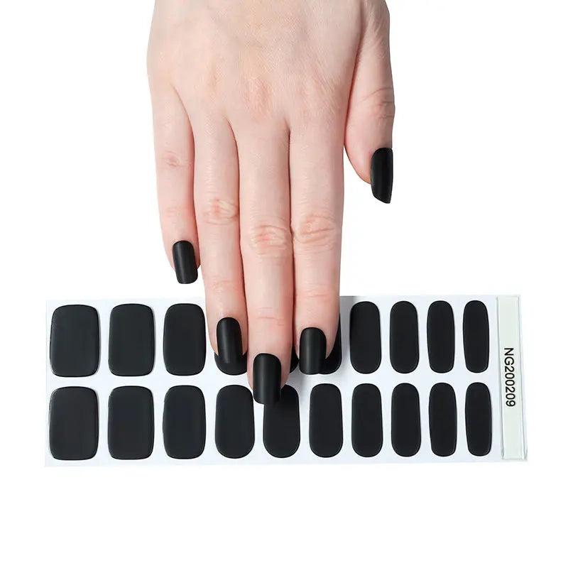 Smalto Semipermanente Adesivo in Gel OhNailly - Nero Opaco | Gel Nail Wraps 20 Pezzi | Manicure Fai da Te Veloce