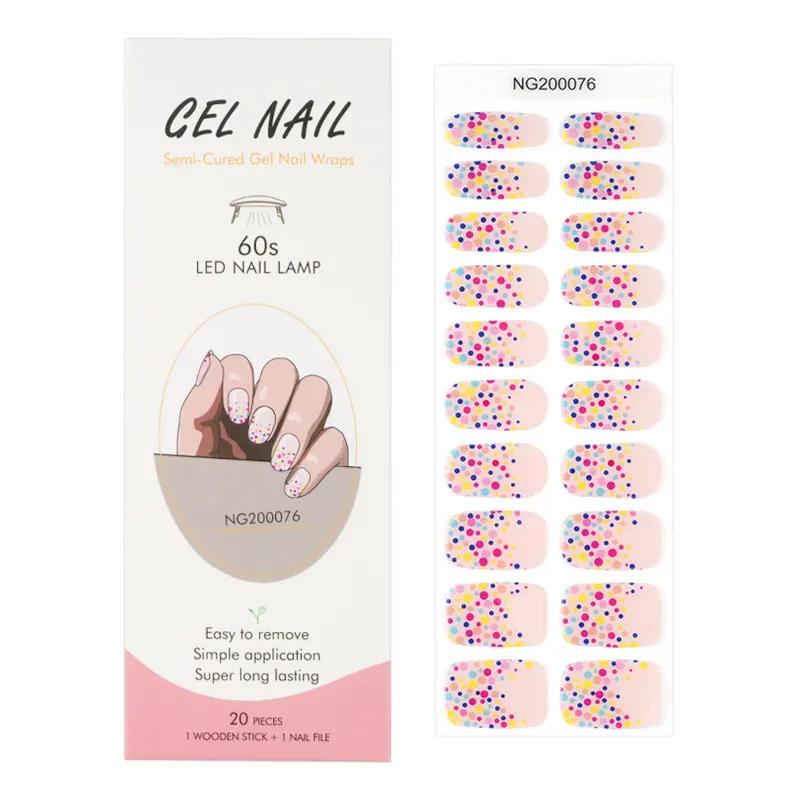 Smalto Semipermanente Adesivo in Gel OhNailly - Pois | Gel Nail Wraps 20 Pezzi | Manicure Fai da Te Veloce
