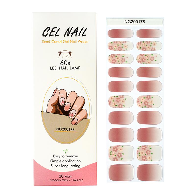 Smalto Semipermanente Adesivo in Gel OhNailly - Baby Boomer e Fiori | Gel Nail Wraps 20 Pezzi | Manicure Fai da Te Veloce