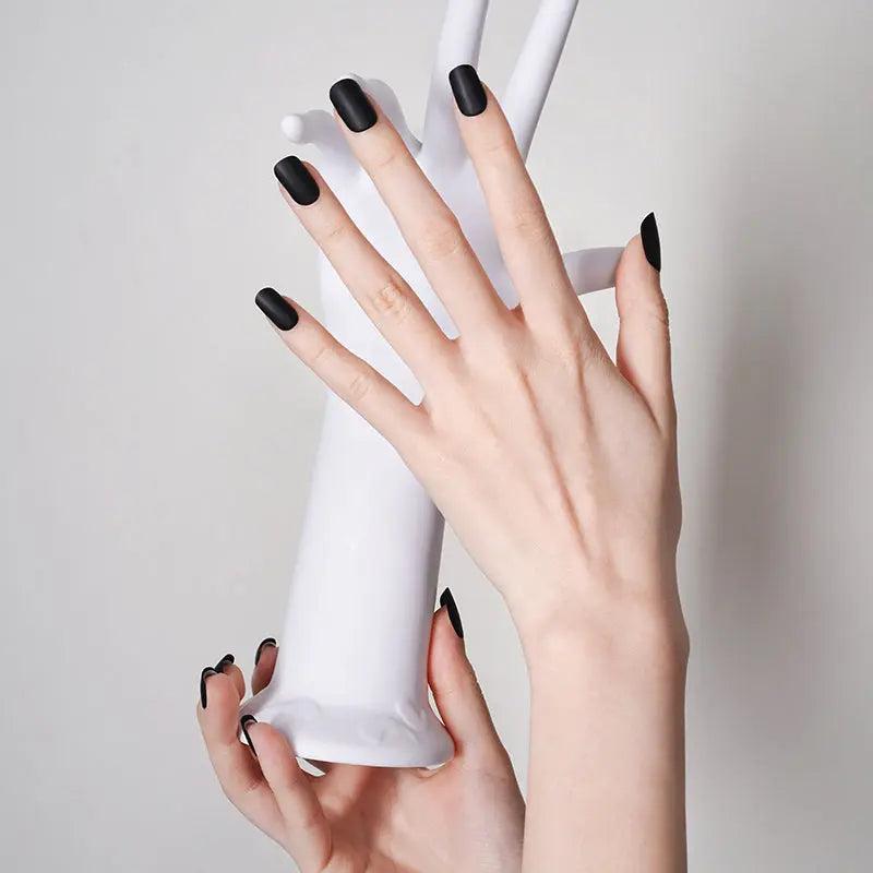 Smalto Semipermanente Adesivo in Gel OhNailly - Nero Opaco | Gel Nail Wraps 20 Pezzi | Manicure Fai da Te Veloce