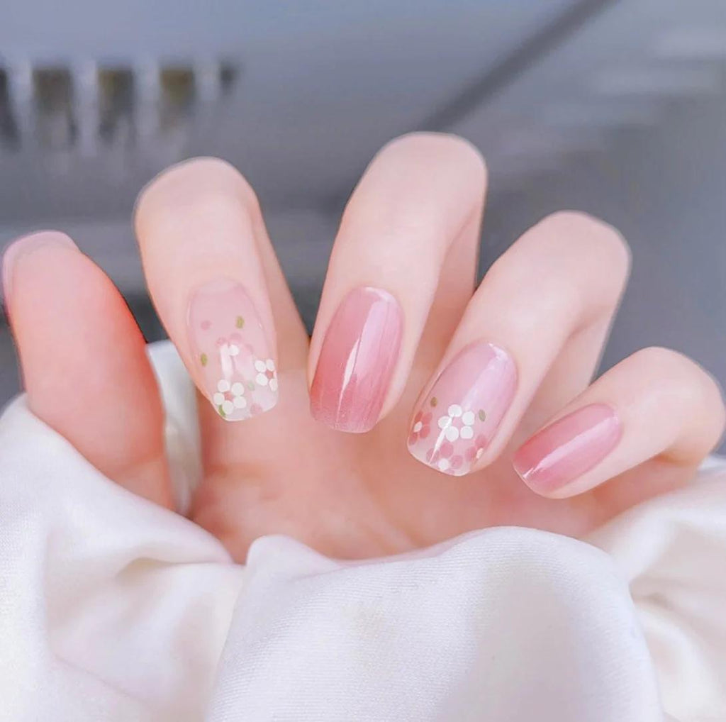 Smalto Semipermanente Adesivo in Gel OhNailly - Baby Boomer e Fiori | Gel Nail Wraps 20 Pezzi | Manicure Fai da Te Veloce