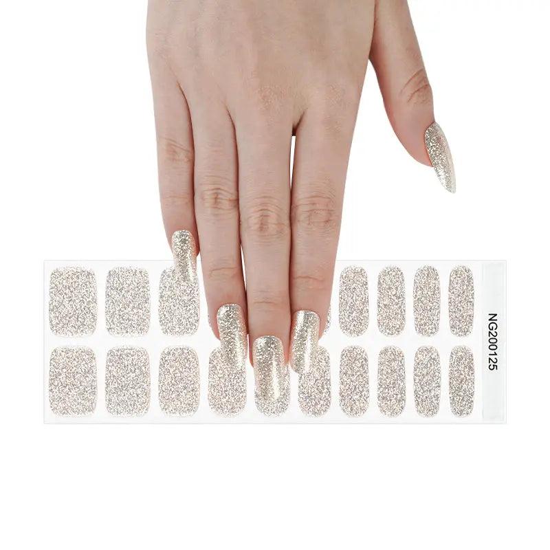 Smalto Semipermanente Adesivo in Gel OhNailly - Argentato Glitter | Gel Nail Wraps 20 Pezzi | Manicure Fai da Te Veloce