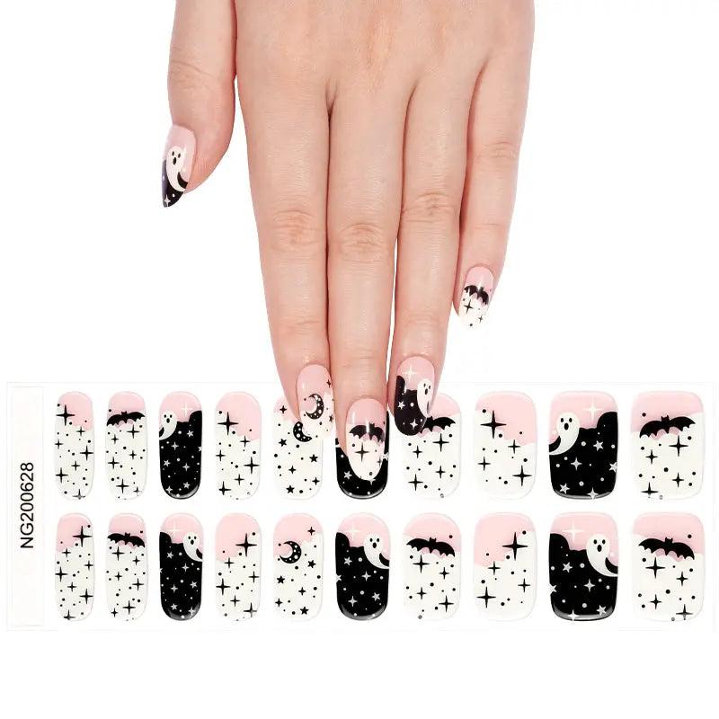 Smalto Semipermanente Adesivo in Gel OhNailly - Halloween Glow in the Dark | Gel Nail Wraps 20 Pezzi | Manicure Fai da Te Veloce