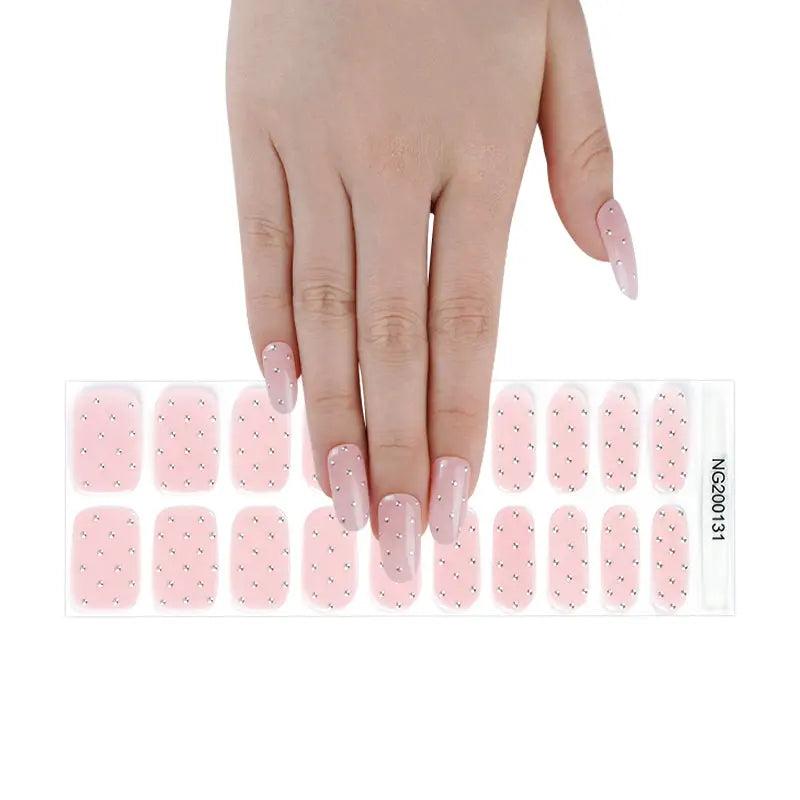 Smalto Semipermanente Adesivo in Gel OhNailly - Rosa Metallico | Gel Nail Wraps 20 Pezzi | Manicure Fai da Te Veloce