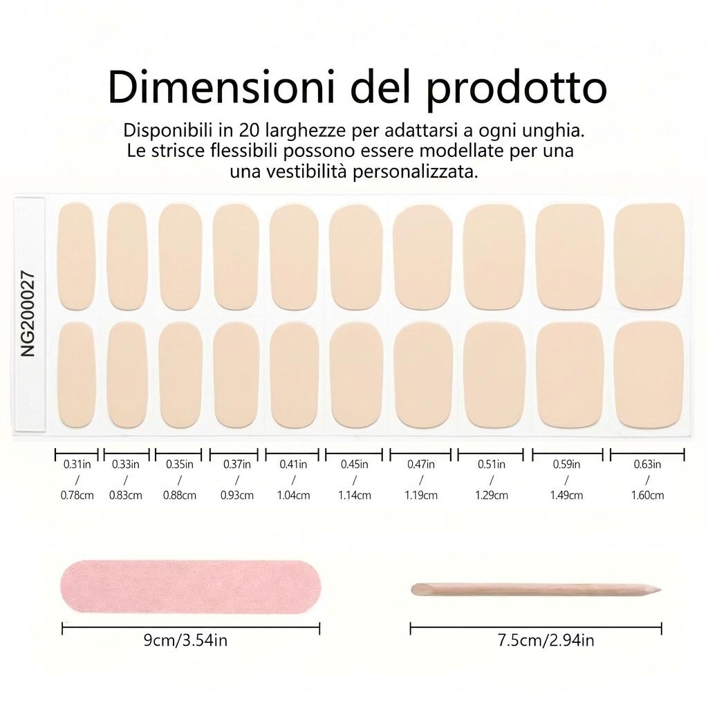 Smalto Semipermanente Adesivo in Gel OhNailly - Rosa Carne | Gel Nail Wraps 20 Pezzi | Manicure Fai da Te Veloce