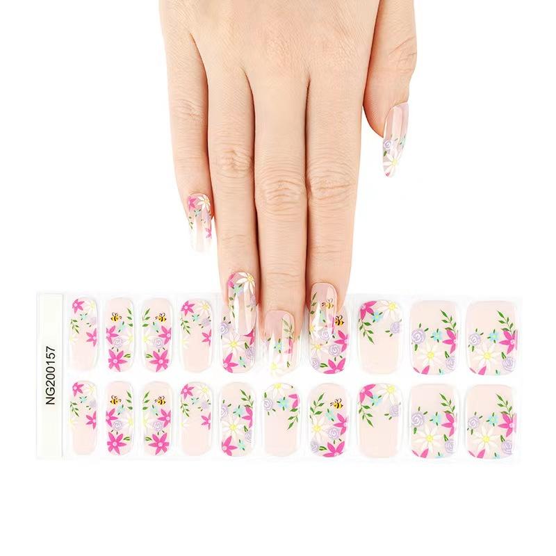 Smalto Semipermanente Adesivo in Gel OhNailly - Floreale | Gel Nail Wraps 20 Pezzi | Manicure Fai da Te Veloce