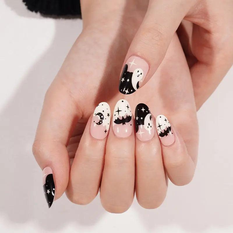 Smalto Semipermanente Adesivo in Gel OhNailly - Halloween Glow in the Dark | Gel Nail Wraps 20 Pezzi | Manicure Fai da Te Veloce