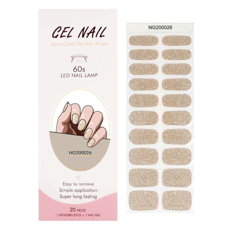 Smalto Semipermanente Adesivo in Gel OhNailly - Gold Glitter | Gel Nail Wraps 20 Pezzi | Manicure Fai da Te Veloce