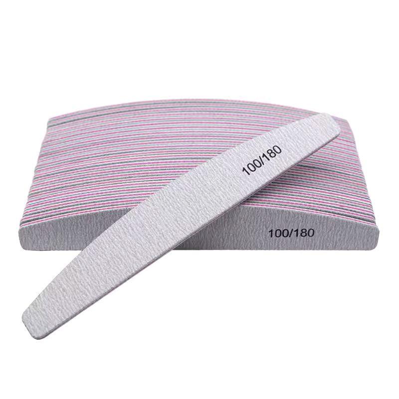 Lima per Unghie Professionale a Mezzaluna Grana Doppia 100/180 Manicure e Ricostruzione Design Ergonomico Multiuso 17,78 cm (1 pezzo)