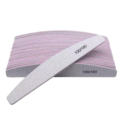 Lima per Unghie Professionale a Mezzaluna Grana Doppia 100/180 Manicure e Ricostruzione Design Ergonomico Multiuso 17,78 cm (1 pezzo)