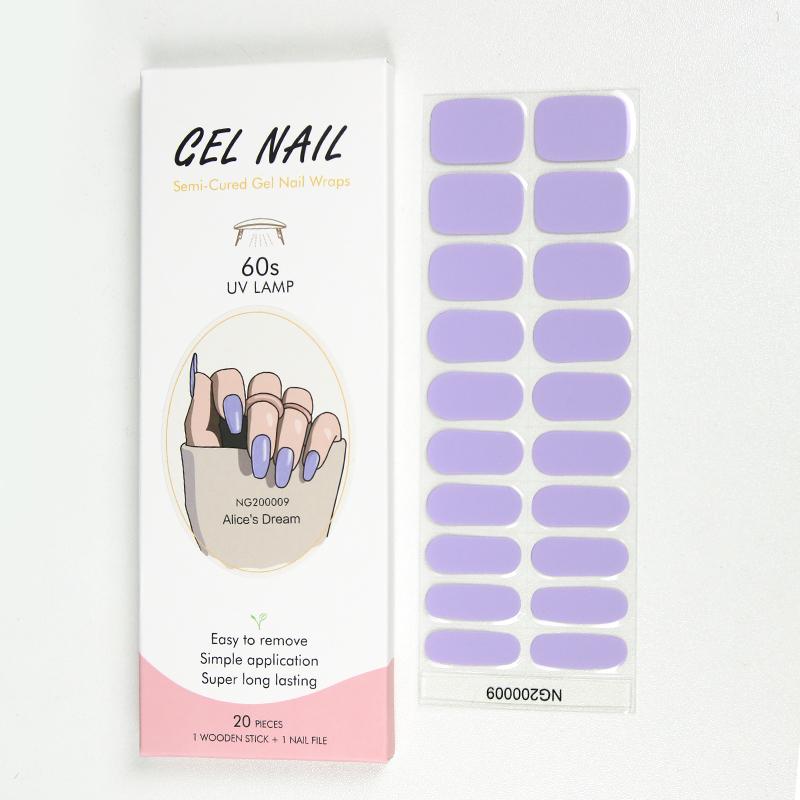 Smalto Semipermanente Adesivo in Gel OhNailly - Lilla | Gel Nail Wraps 20 Pezzi | Manicure Fai da Te Veloce