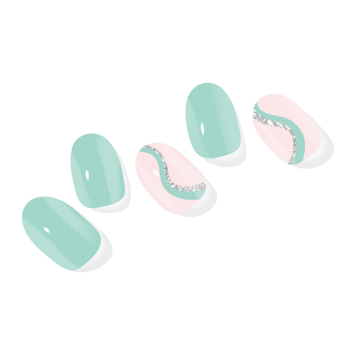 Smalto Semipermanente Adesivo in Gel OhNailly - Turchese | Gel Nail Wraps 20 Pezzi | Manicure Fai da Te Veloce