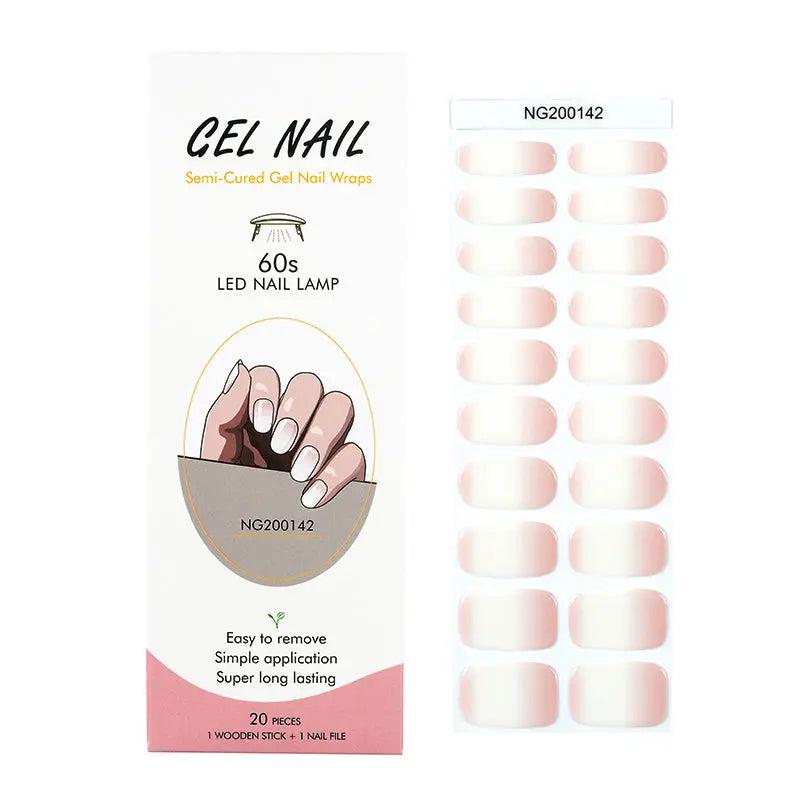 Smalto Semipermanente Adesivo in Gel OhNailly - Baby Boomer Albicocca e Bianco | Gel Nail Wraps 20 Pezzi | Manicure Fai da Te Veloce