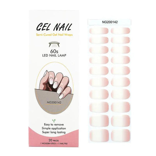 Smalto Semipermanente Adesivo in Gel OhNailly - Baby Boomer Albicocca e Bianco | Gel Nail Wraps 20 Pezzi | Manicure Fai da Te Veloce