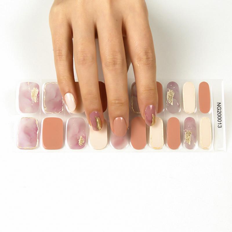 Smalto Semipermanente Adesivo in Gel OhNailly - Effetto Marmo | Gel Nail Wraps 20 Pezzi | Manicure Fai da Te Veloce