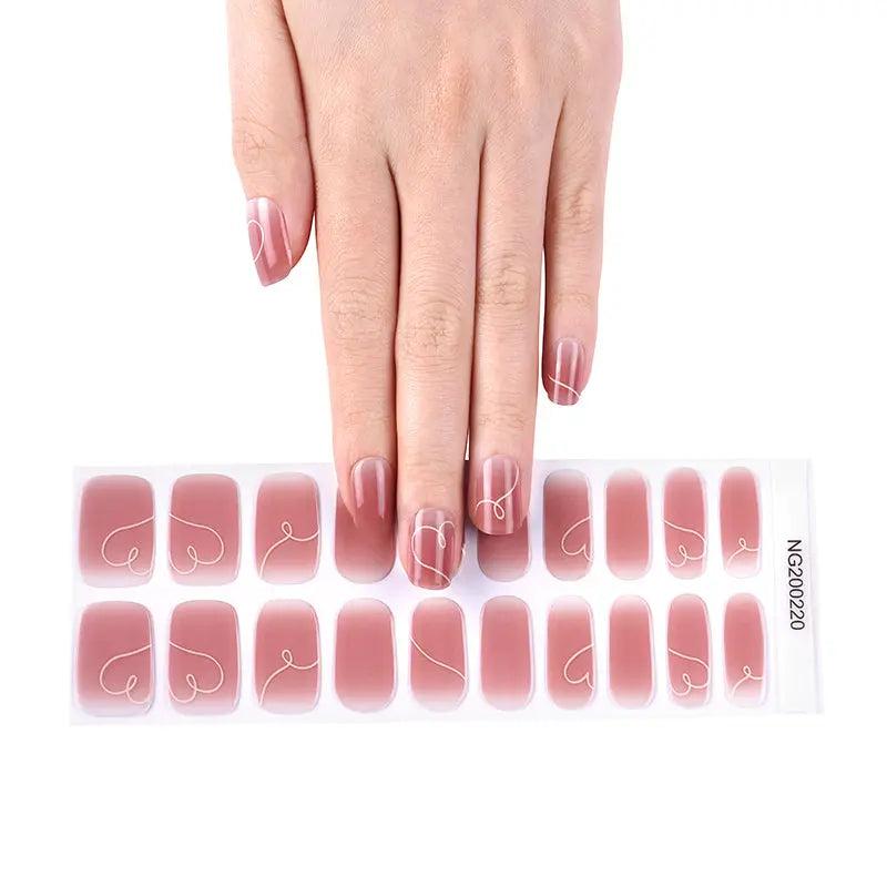 Smalto Semipermanente Adesivo in Gel OhNailly - Rosa Cuore | Gel Nail Wraps 20 Pezzi | Manicure Fai da Te Veloce