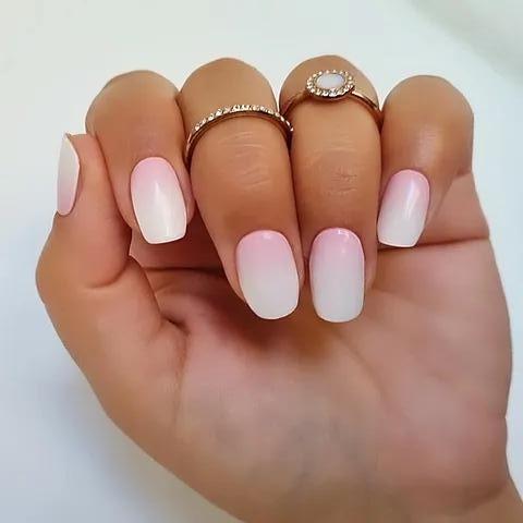 Smalto Semipermanente Adesivo in Gel OhNailly - Baby boomer rosa e bianco| Gel Nail Wraps 20 Pezzi | Manicure Fai da Te Veloce