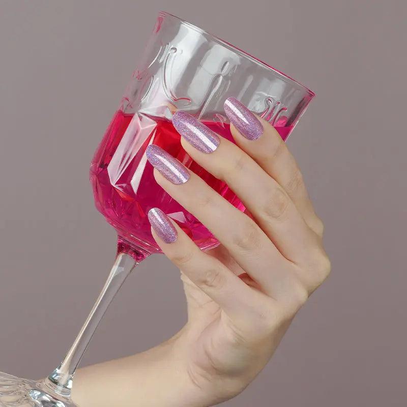 Smalto Semipermanente Adesivo in Gel OhNailly - Rosa Glitter | Gel Nail Wraps 20 Pezzi | Manicure Fai da Te Veloce