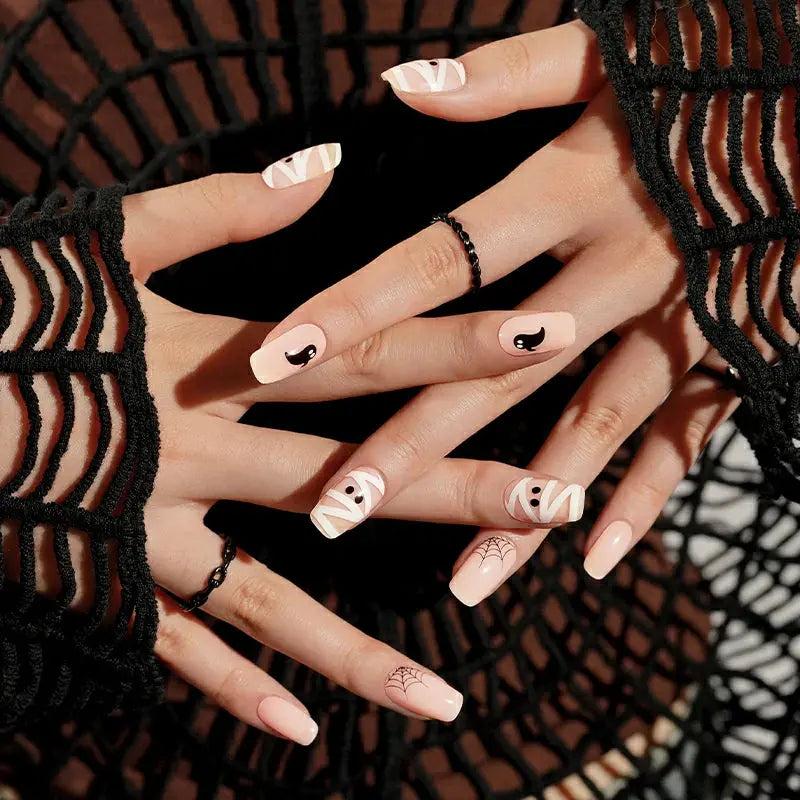 Smalto Semipermanente Adesivo in Gel OhNailly - Halloween Fantasmini | Gel Nail Wraps 20 Pezzi | Manicure Fai da Te Veloce