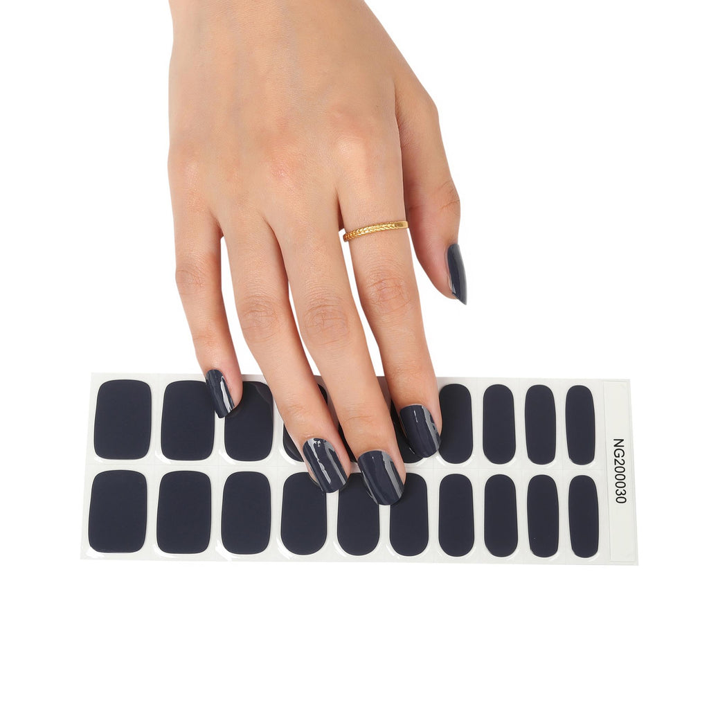 Smalto Semipermanente Adesivo in Gel OhNailly - Blu notte | Gel Nail Wraps 20 Pezzi | Manicure Fai da Te Veloce