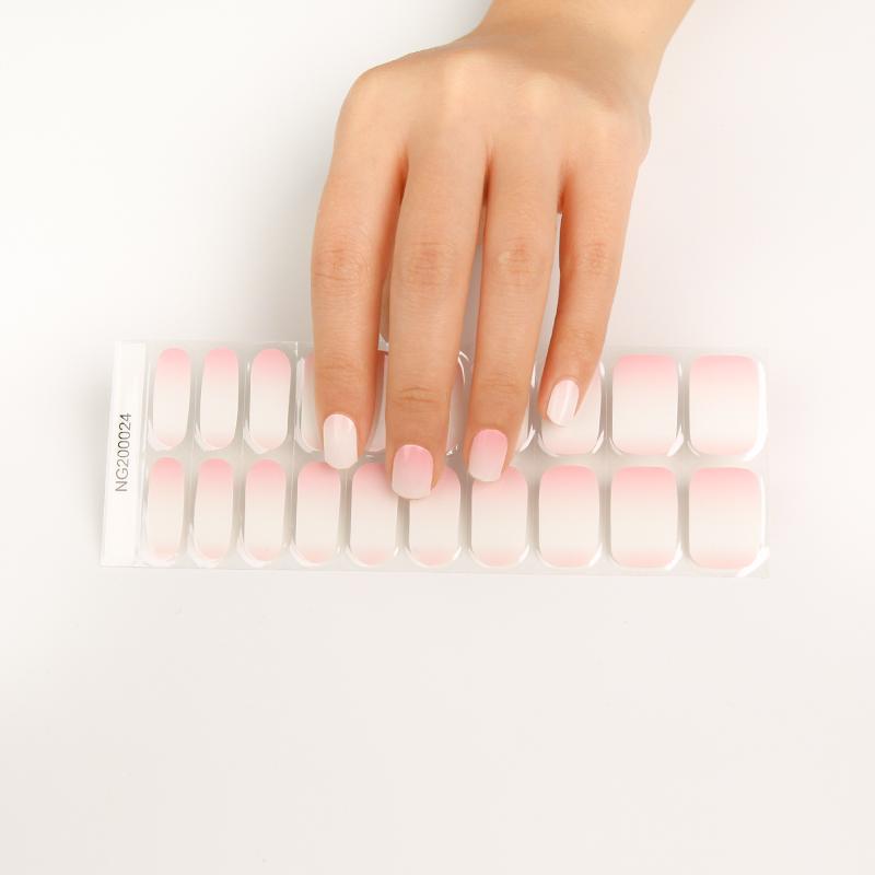 Smalto Semipermanente Adesivo in Gel OhNailly - Baby boomer rosa e bianco| Gel Nail Wraps 20 Pezzi | Manicure Fai da Te Veloce