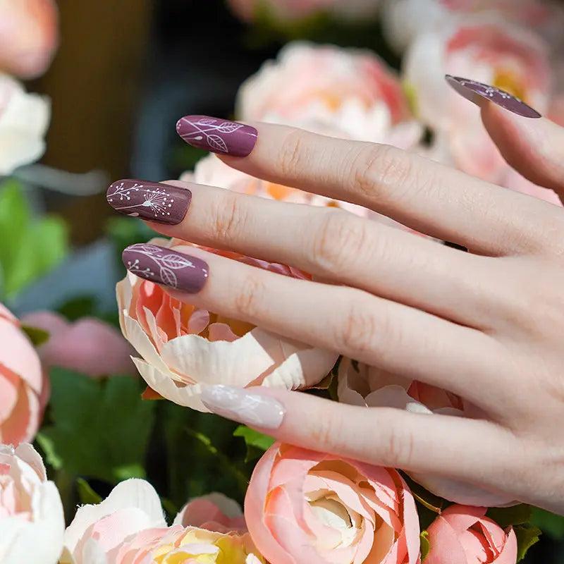Smalto Semipermanente Adesivo in Gel OhNailly - floreale stilizzato | Gel Nail Wraps 20 Pezzi | Manicure Fai da Te Veloce