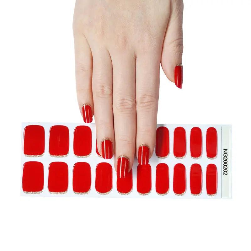 Smalto Semipermanente Adesivo in Gel OhNailly - French Rosso | Gel Nail Wraps 20 Pezzi | Manicure Fai da Te Veloce