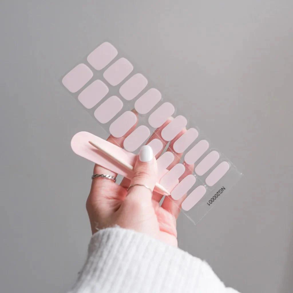 Smalto Semipermanente Adesivo in Gel OhNailly - Rosa Chiaro | Gel Nail Wraps 20 Pezzi | Manicure Fai da Te Veloce