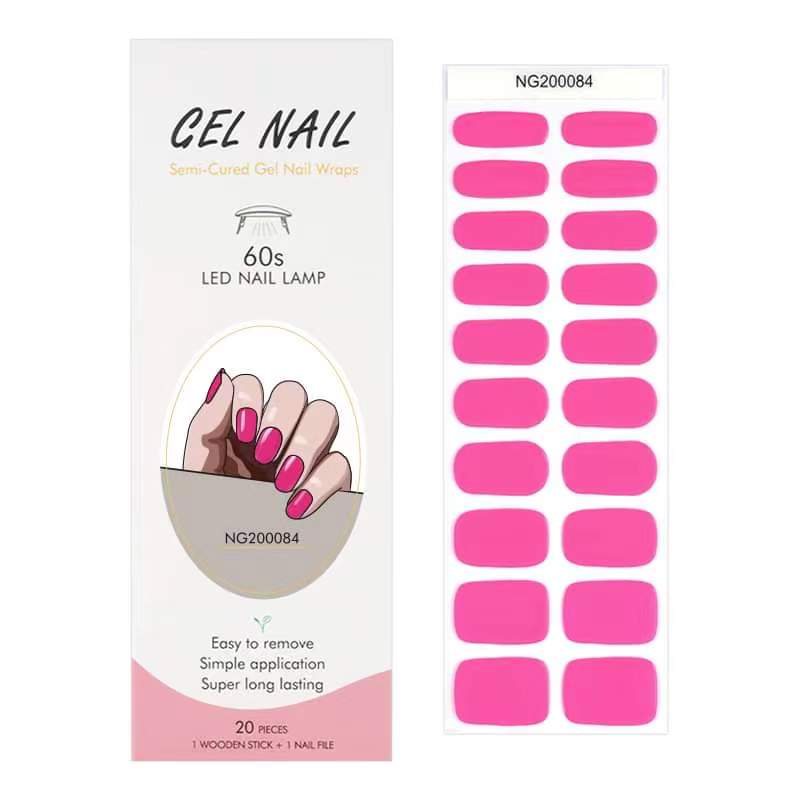 Smalto Semipermanente Adesivo in Gel OhNailly - Rosa Fluo | Gel Nail Wraps 20 Pezzi | Manicure Fai da Te Veloce