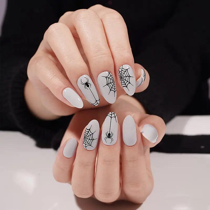 Smalto Semipermanente Adesivo in Gel OhNailly - Halloween Ragnatela | Gel Nail Wraps 20 Pezzi | Manicure Fai da Te Veloce