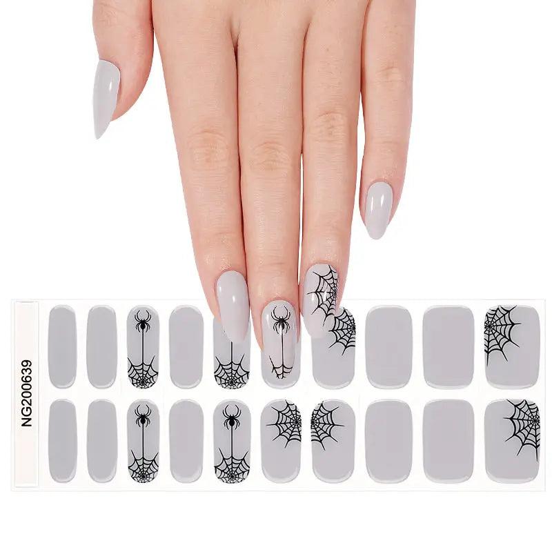 Smalto Semipermanente Adesivo in Gel OhNailly - Halloween Ragnatela | Gel Nail Wraps 20 Pezzi | Manicure Fai da Te Veloce