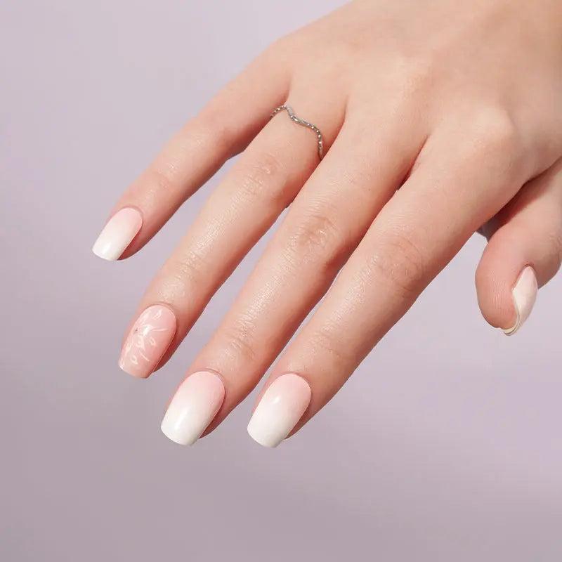 Smalto Semipermanente Adesivo in Gel OhNailly - baby boomer Rosa e Fiori | Gel Nail Wraps 20 Pezzi | Manicure Fai da Te Veloce