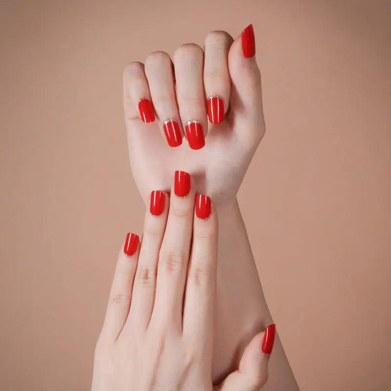 Smalto Semipermanente Adesivo in Gel OhNailly - French Rosso | Gel Nail Wraps 20 Pezzi | Manicure Fai da Te Veloce