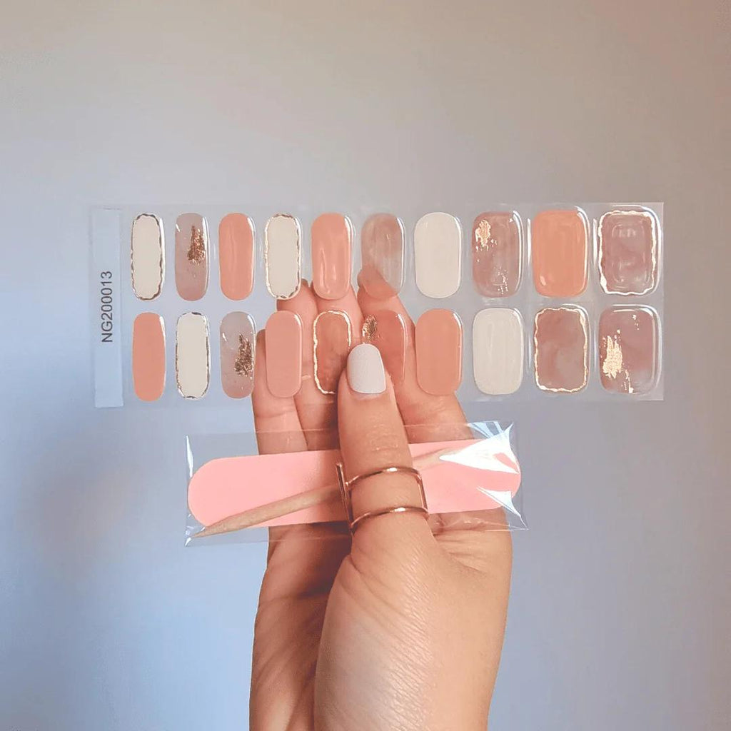 Smalto Semipermanente Adesivo in Gel OhNailly - Effetto Marmo | Gel Nail Wraps 20 Pezzi | Manicure Fai da Te Veloce