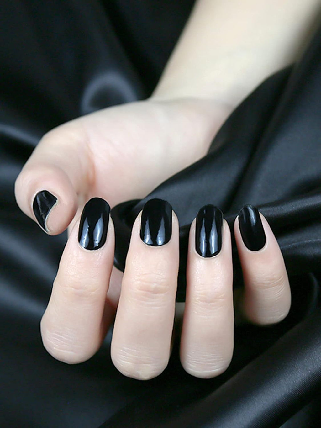 Smalto Semipermanente Adesivo in Gel OhNailly - Nero | Gel Nail Wraps 20 Pezzi | Manicure Fai da Te Veloce