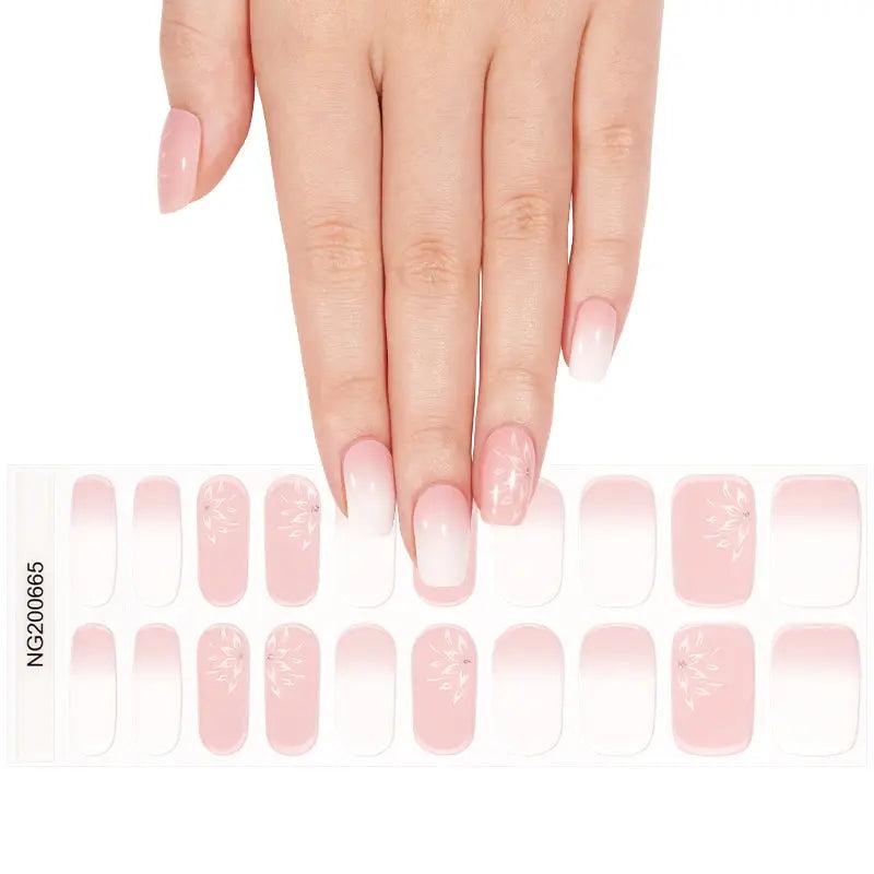 Smalto Semipermanente Adesivo in Gel OhNailly - baby boomer Rosa e Fiori | Gel Nail Wraps 20 Pezzi | Manicure Fai da Te Veloce